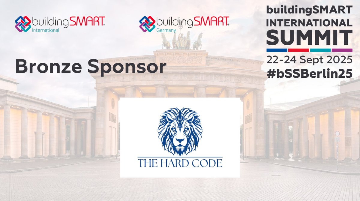 🚨 Sponsor Highlight 🚨
We’re excited to welcome The Hard Code as a Bronze Sponsor of the buildingSMART International Summit – Berlin 2025!

See you in Berlin...

hubs.ly/Q03wCYHV0

#bSSBerlin25 #buildingSMART #openBIM #TheHardCode