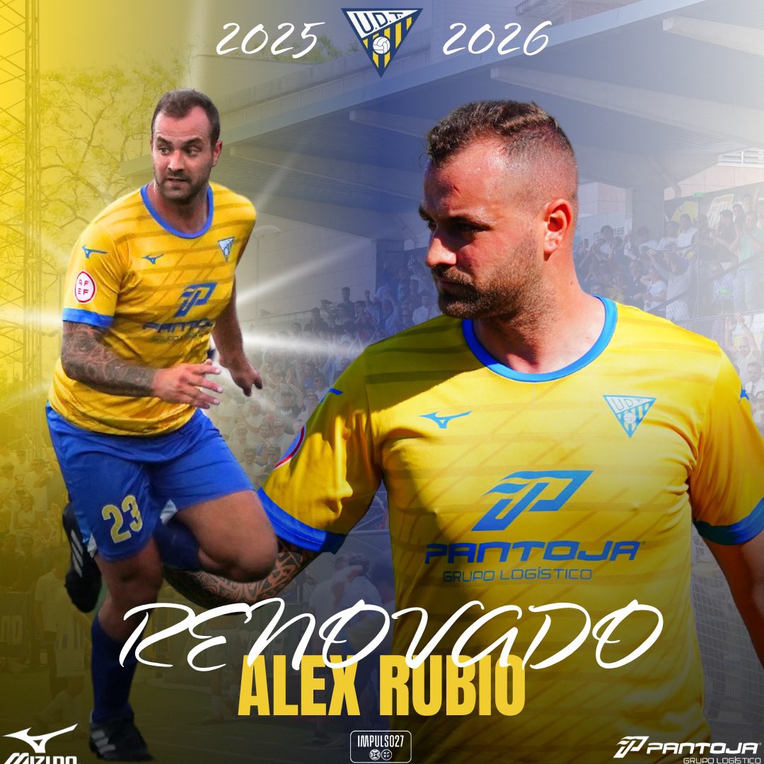 ✍🏼 𝐑𝐄𝐍𝐎𝐕𝐀𝐃𝐎 | 𝐀𝐥𝐞𝐱 𝐑𝐮𝐛𝐢𝐨 𝟐𝟎𝟐𝟔 

El atacante continuará defendiendo la elástica de la UD Tomares la próxima temporada.🤩

¡Álex se queda con nosotros!💛💙

<a href="/Alex_rubio7/">Alejandro Rubio</a> 
#AquiEstamosOtraVez