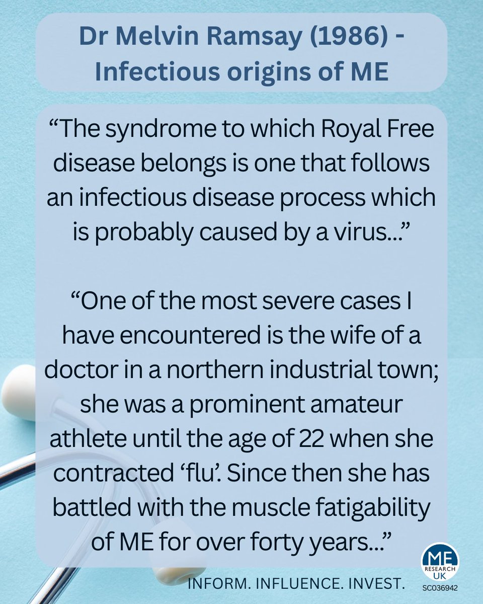 MEResearchUK's tweet image. In 1986, Dr Melvin Ramsay, a British physician renowned for his advocacy on ME, published a book documenting cases of ME following various confirmed or suspected infectious outbreaks, including the notable 1955 Royal Free Hospital outbreak.
Read quotes: bit.ly/Ramsay86RoyalF…