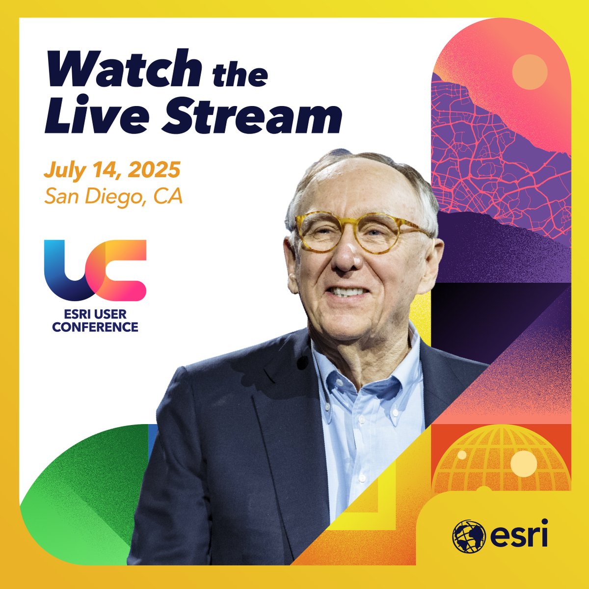 Esri's tweet image. Today is the big day! 🙌🏼 Don't miss the @EsriUC Plenary Session live stream at 8:30 AM PDT. See the latest advancements in ArcGIS technology, cool demos, and hear incredible stories from global innovators using GIS.
🔹Watch here: ow.ly/jYNz50WkHsl
#EsriUC2025