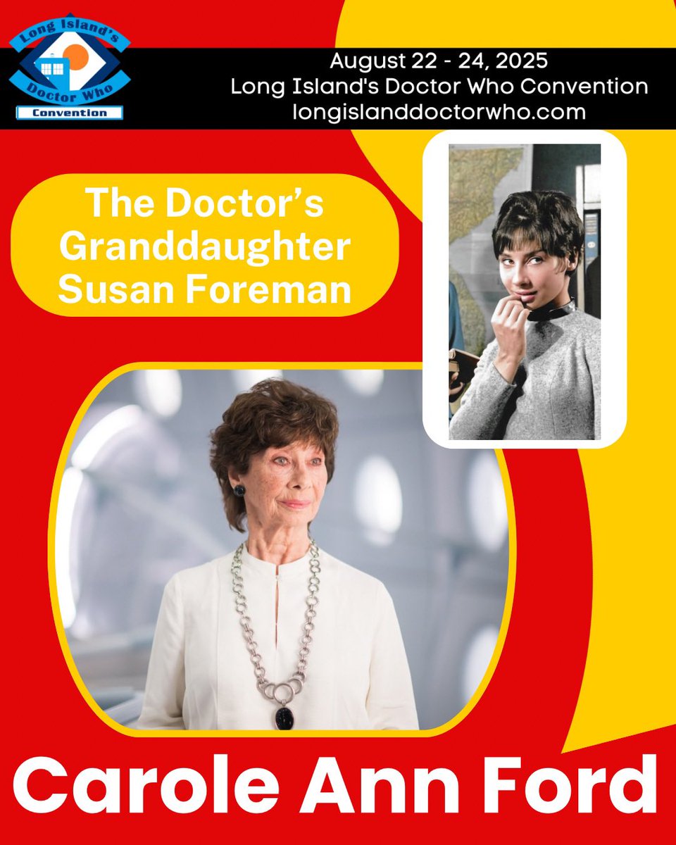 “It's true. Every word of it's true.”

Carole Ann Ford

An Unearthly Child visits New York this August 22-24!

longislanddoctorwho.com 

#DoctorWho #DrWho #LIWho2025 #LIWho #dwpd #BigFinish #ClassicDoctorWho #whovians #Whovian