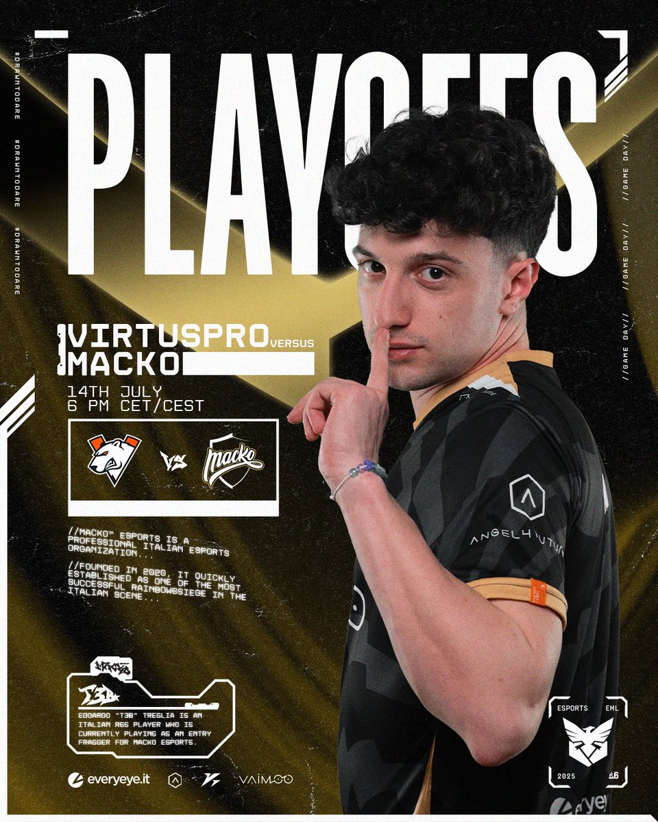 MACKO™ Esports (@mackoesports) on Twitter photo IT'S TIME TO LOCK IN👊💢
The playoffs kick off today 🏆
🆚<a href="/virtuspro/">Virtus.pro</a>
🕖18:00 CEST
#DrawnToDare #EML #R6S IT'S TIME TO LOCK IN👊💢
The playoffs kick off today 🏆
🆚<a href="/virtuspro/">Virtus.pro</a>
🕖18:00 CEST
#DrawnToDare #EML #R6S