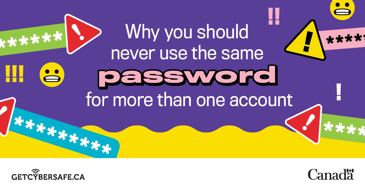 GetCyberSafe's tweet image. Want to make the most of this summer?
Taking a few cyber safe actions now, like making sure all your passwords are unique, can help save time later!
Here's how you can #GetCyberSafe: getcybersafe.gc.ca/en/blogs/why-y…
