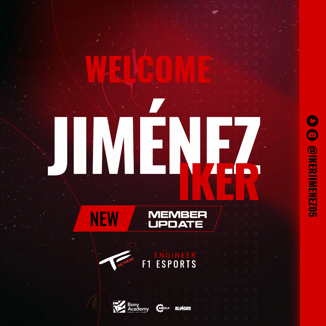 TomasEngeSimRacing (@tomas_enge_sim) on Twitter photo 🚨 New <a href="/F1Esports/">F1 Esports</a> engineer🚨
We’re excited to welcome Iker Jiménez to the team! 🇪🇸
The Spanish engineer joins us to bring depth in the engineering department and is paired with Carlos and Victor!
Welcome <a href="/ikerjimenez05/">Iker Jiménez</a> ! 👊
#TES #NewSigning #DriverAnnouncement 🚨 New <a href="/F1Esports/">F1 Esports</a> engineer🚨
We’re excited to welcome Iker Jiménez to the team! 🇪🇸
The Spanish engineer joins us to bring depth in the engineering department and is paired with Carlos and Victor!
Welcome <a href="/ikerjimenez05/">Iker Jiménez</a> ! 👊
#TES #NewSigning #DriverAnnouncement