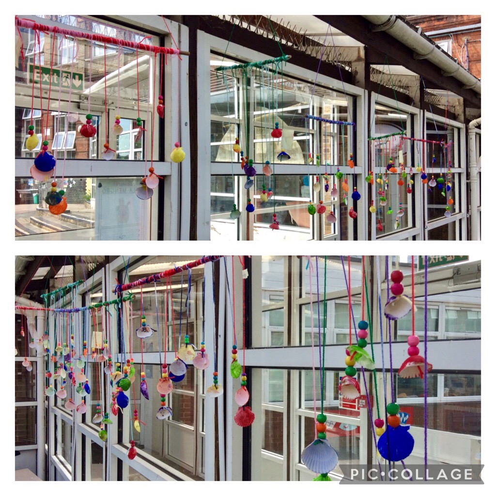Our ‘Shooting Stars Group’ have made some beautiful, colourful, shell, wind-chimes. They make a lovely sound in the breeze!