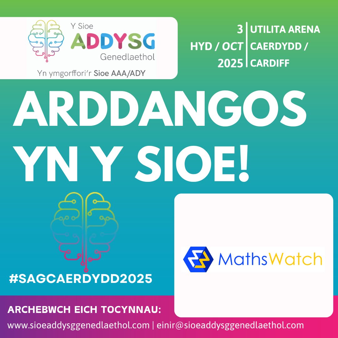 Sioe Addysg Genedlaethol (@sioeaddysg) on Twitter photo Mae <a href="/MathsWatchLtd/">MathsWatch</a> yn cefnogi athrawon i gyflwyno'r cwricwlwm Mathemateg tra'n lleihau eu baich gwaith.
Byddant yn ymuno â ni eto yng Nghaerdydd ar Hydref 3ydd!
Ewch i’n gwefan i gael rhagor o wybodaeth –
🔗 nationaleducationshow.com Mae <a href="/MathsWatchLtd/">MathsWatch</a> yn cefnogi athrawon i gyflwyno'r cwricwlwm Mathemateg tra'n lleihau eu baich gwaith.
Byddant yn ymuno â ni eto yng Nghaerdydd ar Hydref 3ydd!
Ewch i’n gwefan i gael rhagor o wybodaeth –
🔗 nationaleducationshow.com