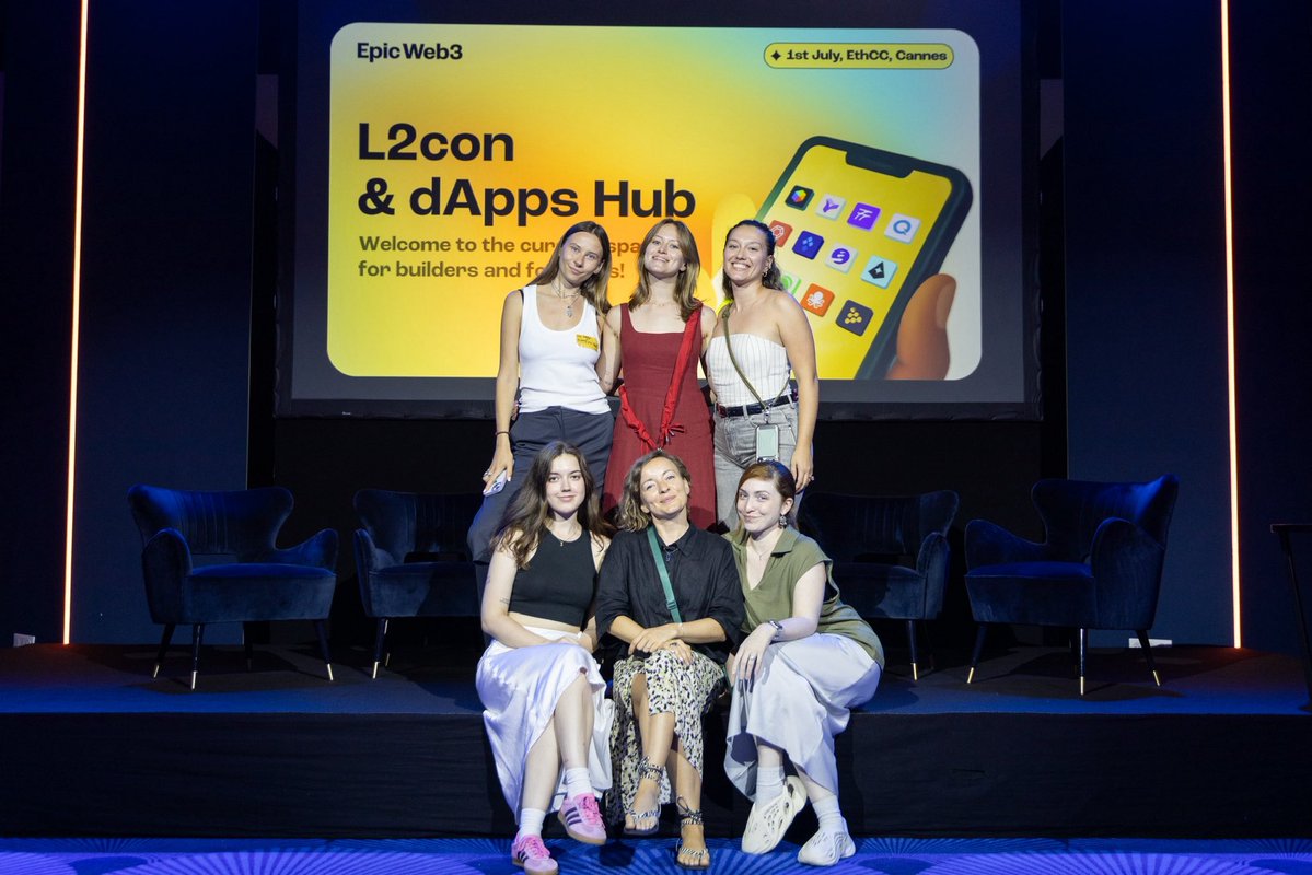 paulinesmi's tweet image. Finally recovered from the hot EthCC week and missing that girl power with our Epic Web3 team! ❤️🩹
Big love to all the girls in the 1st pic: they brought L2con to life with 1000+ guests, 40 speakers, and electric vibes (after hosting 2 more events the day before!)