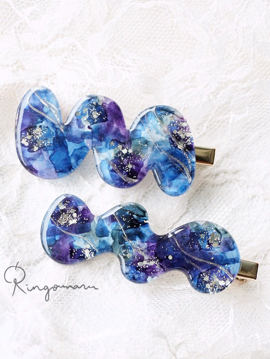 #夏祭りに持っていきたい
爽やかブルーの水彩アクセサリー＊