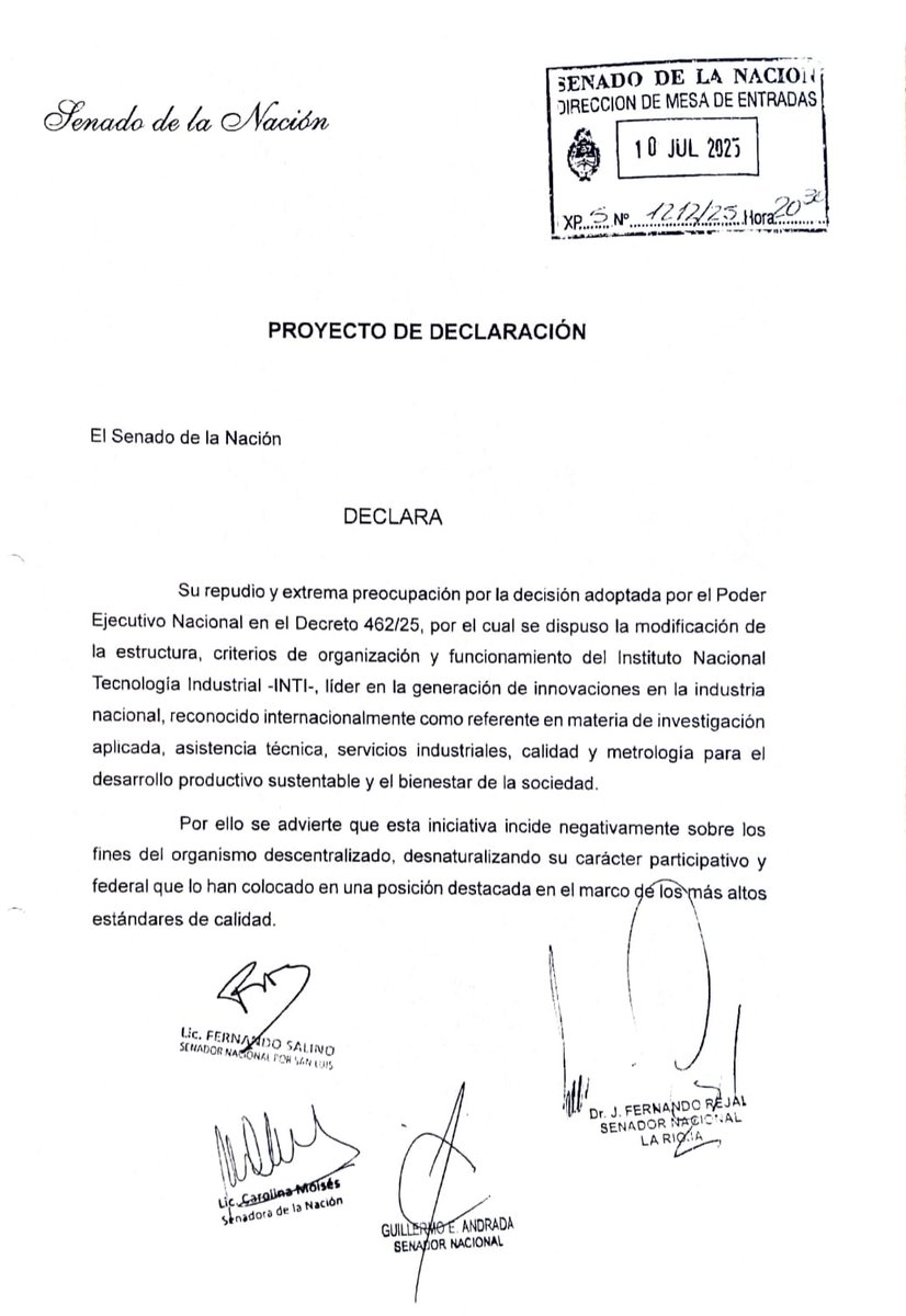 ✍️Como coautor del proyecto, rechazo el Decreto 462/25 que centraliza el INTI y le quita autonomía y federalismo.
Te explico los motivos...👇🏼

❌️Se centraliza las decisiones en el Poder Ejecutivo, reduciendo la participación de las provincias y debilitando la voz de las