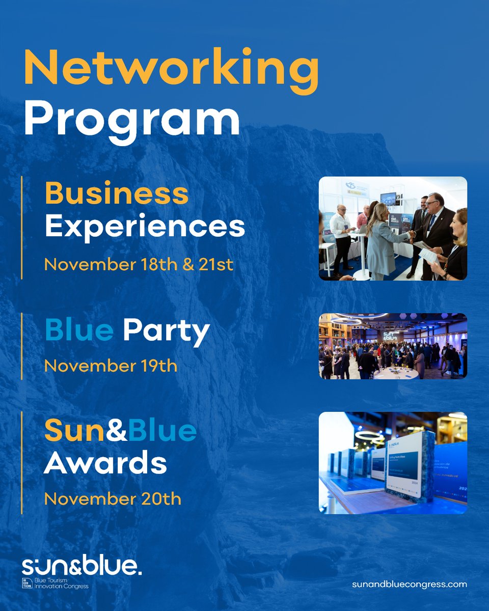 Sun&Blue Congress (@sunbluecongress) on Twitter photo 🤔 Do you know the networking program of the third edition of Sun&Blue Congress?
🔗 More info: sunandbluecongress.com/en/congress/so…
---------------
🤔 ¿Conoces el programa social de la tercera edición de Sun&Blue Congress?
🔗 Mas info: sunandbluecongress.com/es/congreso/pr…
#sunandbluecongress #turismo 🤔 Do you know the networking program of the third edition of Sun&Blue Congress?
🔗 More info: sunandbluecongress.com/en/congress/so…
---------------
🤔 ¿Conoces el programa social de la tercera edición de Sun&Blue Congress?
🔗 Mas info: sunandbluecongress.com/es/congreso/pr…
#sunandbluecongress #turismo