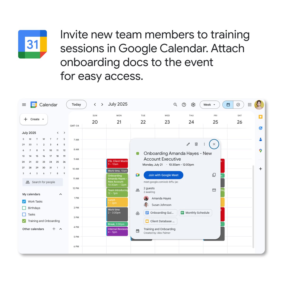 GoogleWorkspace's tweet image. Welcome your newest team members with a perfectly organized Workspace. Give them access to everything they need, all in one place. → goo.gle/4epOgl6