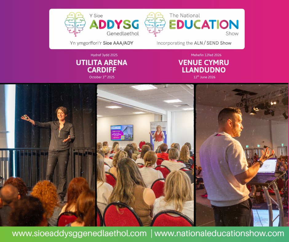 Sioe Addysg Genedlaethol (@sioeaddysg) on Twitter photo Cyrhaeddwch cannoedd o ysgolion yn y Sioe Addysg yn Nghaerdydd - y lle perffaith i gysylltu â’r sector addysg yng Nghymru!
📆Hydref 3ydd, 2025
Cysylltwch hefyd i fod yn rhan o'r Sioe Addysg Llandudno yn 2026!
📆Mehefin 12fed
✉️ info@nationaleducationshow.com
☎️ 01766 496830 Cyrhaeddwch cannoedd o ysgolion yn y Sioe Addysg yn Nghaerdydd - y lle perffaith i gysylltu â’r sector addysg yng Nghymru!
📆Hydref 3ydd, 2025
Cysylltwch hefyd i fod yn rhan o'r Sioe Addysg Llandudno yn 2026!
📆Mehefin 12fed
✉️ info@nationaleducationshow.com
☎️ 01766 496830