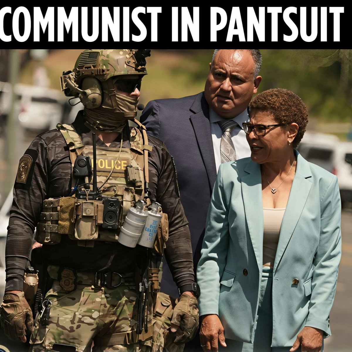 The worst Mayor Bass ever, making pantsuit look worse 😫 😑 😒.