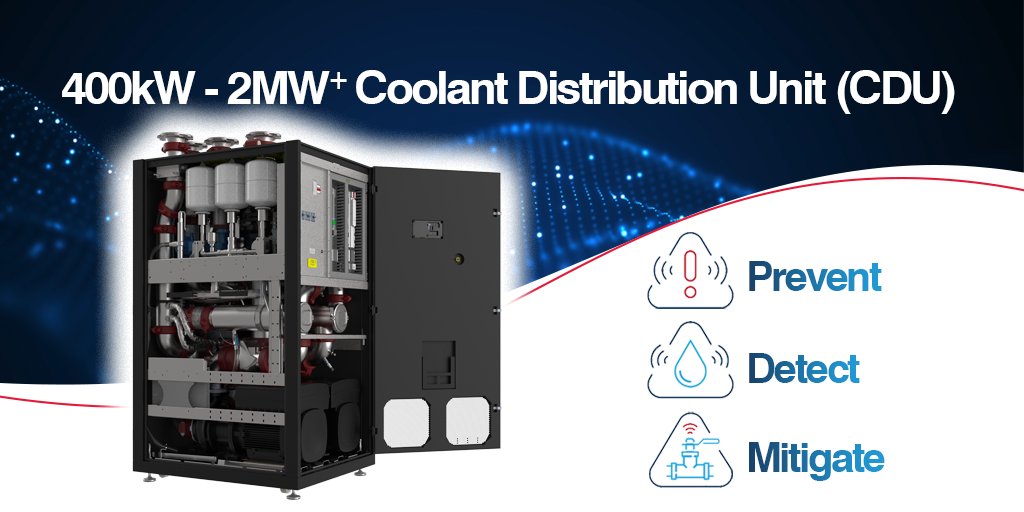 Introducing fluids close to critical IT equipment is a risk many data center operators are wary of. Our CDUs have integrated safety features that protect, detect, and mitigate fluid leaks, ensuring unrivalled peace of mind. Learn more here: hubs.li/Q03mXfst0