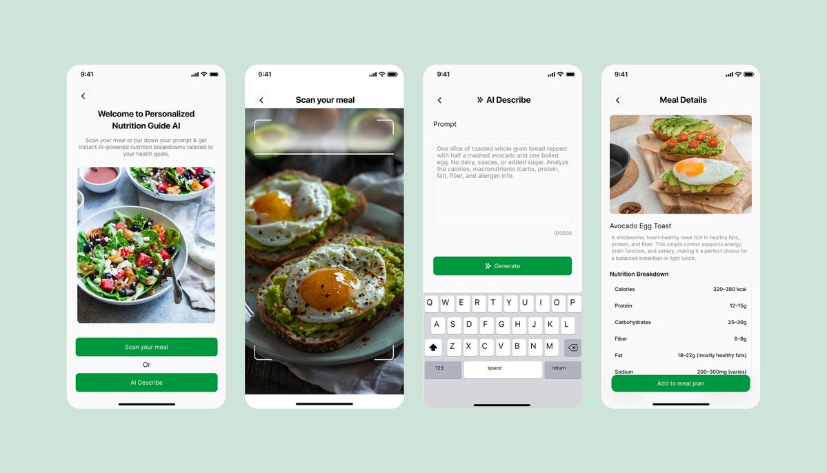 moyinanastasia's tweet image. Excited to work with an amazing team on a Personalised Nutrition AI Ecosystem, a smart solution for healthy eating, meal tracking, and nutrition insights.
Grateful to @ux_thrive for the opportunity!
Case study link: behance.net/gallery/230087…
#UXDesign #HealthTech #AI #UXThrive