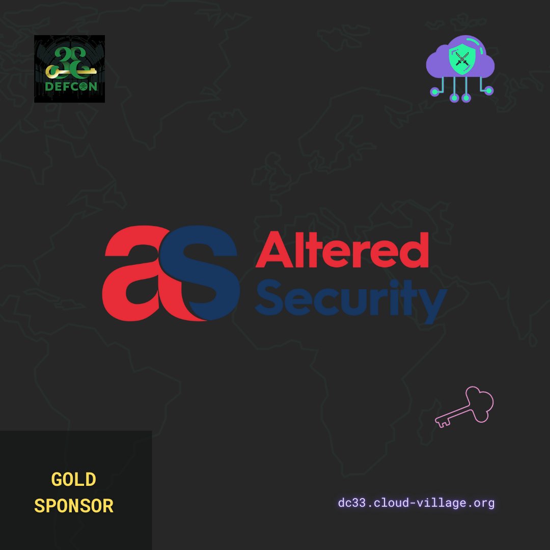 🔥 We’re pumped to welcome <a href="/AlteredSecurity/">Altered Security</a> as a Gold Sponsor of Cloud Village at <a href="/defcon/">DEF CON</a> 33! ☁️⚡

Their hands-on approach to security fits right in with what we’re building at #HackerSummerCamp.

Bringing chaos in the clouds — together.
#CloudVillage #DEFCON33