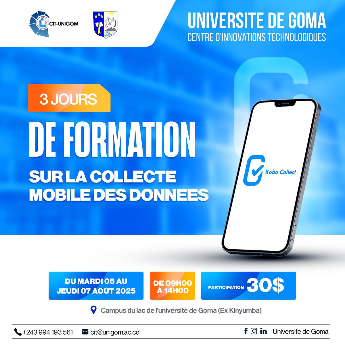 UNIVERSITE DE GOMA-UNIGOM (@unigom_rdc) on Twitter photo 👩💻Participez à une formation sur la collecte mobile des données à l’<a href="/Unigom_RDC/">UNIVERSITE DE GOMA-UNIGOM</a> du 05-07 août 2025 au Campus du Lac(Ex-Kinyumba).
Vous travaillez sur le terrain ? Vous menez des enquêtes ? Cette formation est faite pour vous!
Bienvenue!
#ODK #KoboCollect #DataCollection #Unigom 👩💻Participez à une formation sur la collecte mobile des données à l’<a href="/Unigom_RDC/">UNIVERSITE DE GOMA-UNIGOM</a> du 05-07 août 2025 au Campus du Lac(Ex-Kinyumba).
Vous travaillez sur le terrain ? Vous menez des enquêtes ? Cette formation est faite pour vous!
Bienvenue!
#ODK #KoboCollect #DataCollection #Unigom