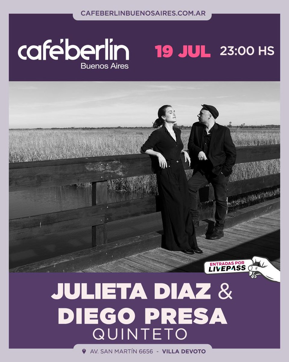 Diego Presa (@diegopresabuceo) on Twitter photo Lo que vendrá:
El próximo sábado nuestro dúo con Julieta Díaz,en forma de quinteto eléctrico, en vivo en el <a href="/cafeberlinbsas/">Café Berlín Buenos Aires</a>
El domingo 10/8 será la presentación del Diego Presa trío, nueva yunta rioplatense, aquí, en la Sala Zavala Muniz del <a href="/TeatroSolis/">Teatro Solís</a>
Entradas x Tickantel. Lo que vendrá:
El próximo sábado nuestro dúo con Julieta Díaz,en forma de quinteto eléctrico, en vivo en el <a href="/cafeberlinbsas/">Café Berlín Buenos Aires</a>
El domingo 10/8 será la presentación del Diego Presa trío, nueva yunta rioplatense, aquí, en la Sala Zavala Muniz del <a href="/TeatroSolis/">Teatro Solís</a>
Entradas x Tickantel.