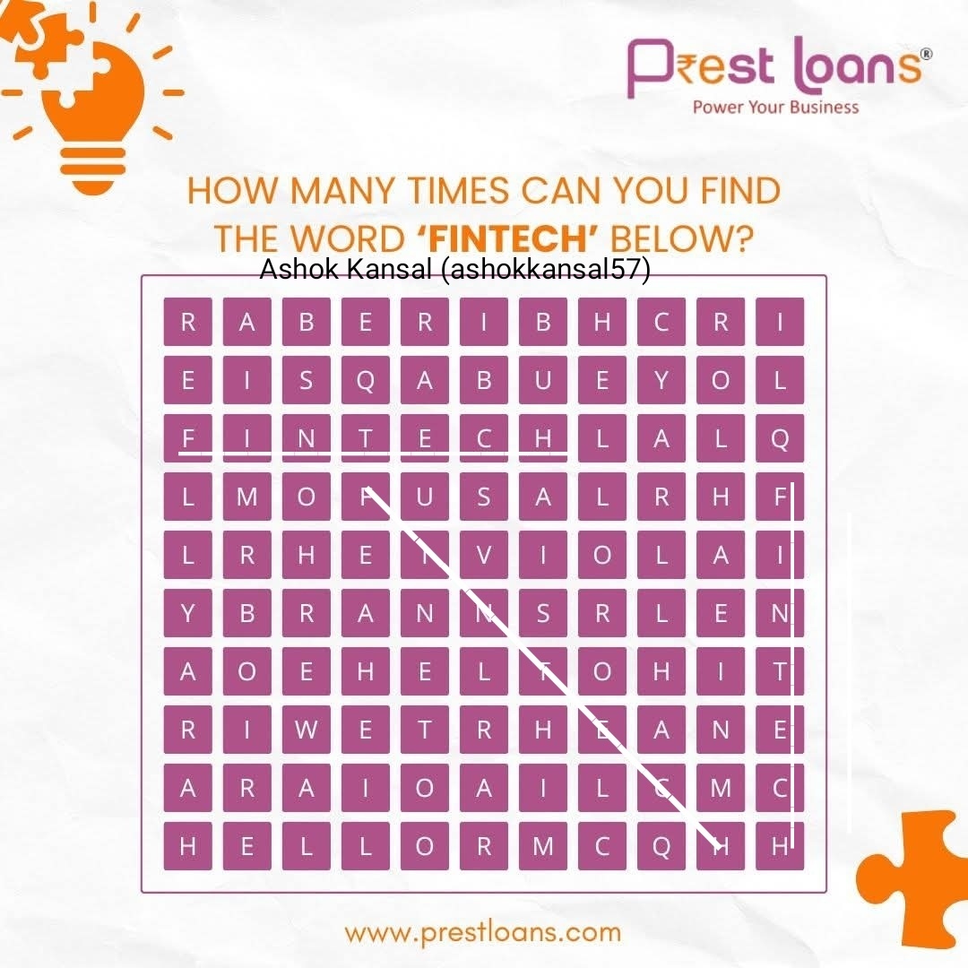 ashokkansal57's tweet image. 3 Times 
#PrestLoans #FintechChallenge #SpotTheWord #ContestAlert #TagAndWin #PuzzleTime #PowerYourBusiness 
@prestloans @AnitaGupta08815 @Paramji95043397 @godsowntalk @DipakKu77666976 @gurdeepradio