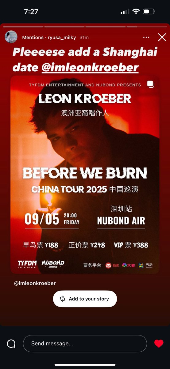 imLeonKroeber's tweet photo. I’M GOING TO CHINA!!! 🇨🇳❤️

Travelling outside of Aus for the first time ever!! So mf gassed to be bringing this music to a whole new part of the world!! 😭🔥

I love y’all and I can’t wait to meet all of you one day 🥰❤️

Where should I go on tour next?
CHINA, I’M COMING FOR U X https://t.co/UEYBe6OkZM