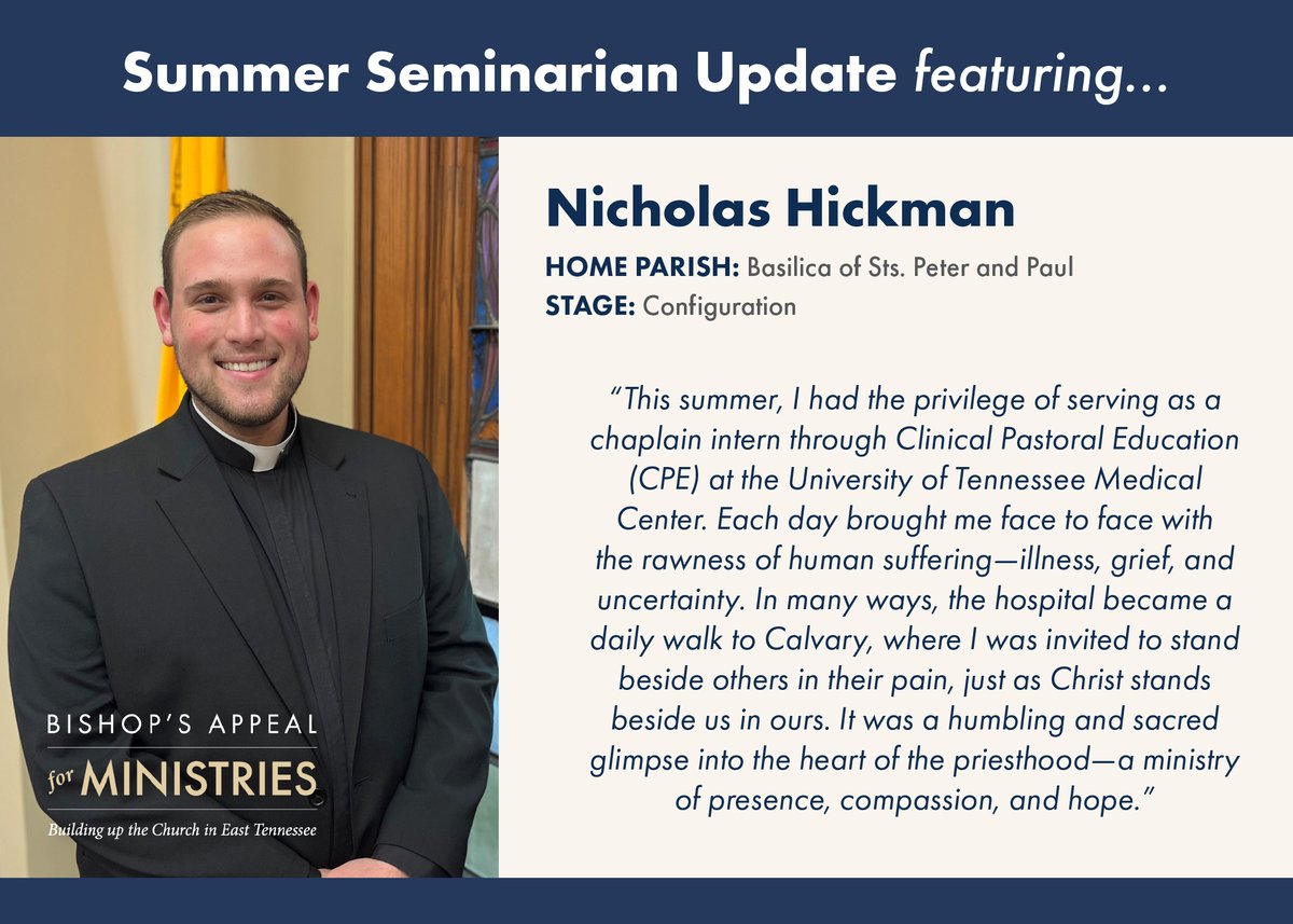 Our #dioknox seminarians spend their summers in parishes and ministries, learning more about serving as a priest and connecting with the community. 
Please continue to pray for our seminarians as they discern and grow in their call to serve the Church. 🙏