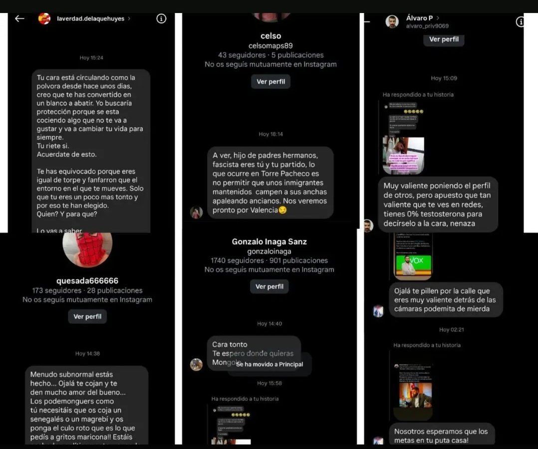 m_tere_perez's tweet image. Mi compañero @Ceci_Esteve está recibiendo amenazas por señalar el odio racista de los nazis que hacen cacerías de migrantes en Torre Pacheco. No nos vamos a callar, desde Podemos denunciamos ante la Fiscalía a los cargos de Vox que alientan la violencia y exigimos al gobierno del…