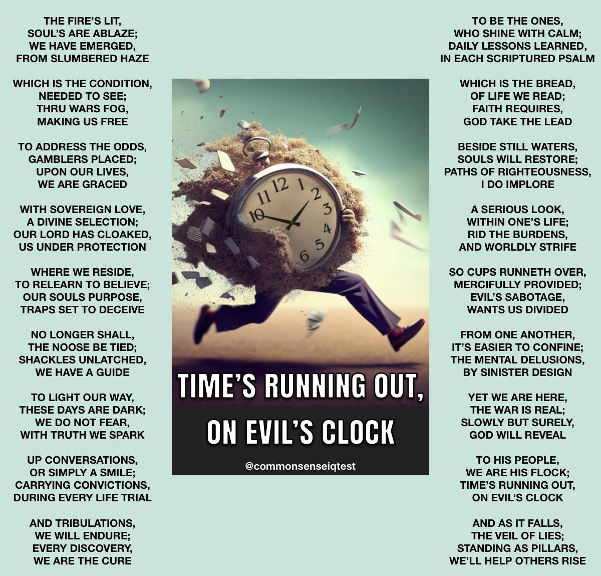 Skittle_Q 🐸in da house! (@tazerface_q) on Twitter photo ⏰ Time’s Running Out,
On Evil’s Clock ⏰
Good day y'all 😎
<a href="/17AngelMagic/">✨Angel Magic✨</a> <a href="/17Grasshopper/">Grasshopper</a> <a href="/andweknow/">And We Know©🇺🇸</a> <a href="/BillyWales88/">billyWales88</a> <a href="/BonnieKitt63075/">Bkitt@1776</a> <a href="/CDMayor/">DjordyM 🇺🇸🇳🇱</a> <a href="/CoCoScott0610/">CoCoScott</a> <a href="/DerfManMTL/">DerfManMTL</a> <a href="/Jacobagain17/">Jacob</a> <a href="/jdianedol55/">Diane2Know</a> <a href="/misspennyblack/">misspennyblack</a> <a href="/TifaniesweTs/">TifaniesweTs</a> <a href="/SpackRep06/">KING JQN</a> <a href="/kittyfangfang/">KittyKittyFangFang 🐈⬛💨</a> ⏰ Time’s Running Out,
On Evil’s Clock ⏰
Good day y'all 😎
<a href="/17AngelMagic/">✨Angel Magic✨</a> <a href="/17Grasshopper/">Grasshopper</a> <a href="/andweknow/">And We Know©🇺🇸</a> <a href="/BillyWales88/">billyWales88</a> <a href="/BonnieKitt63075/">Bkitt@1776</a> <a href="/CDMayor/">DjordyM 🇺🇸🇳🇱</a> <a href="/CoCoScott0610/">CoCoScott</a> <a href="/DerfManMTL/">DerfManMTL</a> <a href="/Jacobagain17/">Jacob</a> <a href="/jdianedol55/">Diane2Know</a> <a href="/misspennyblack/">misspennyblack</a> <a href="/TifaniesweTs/">TifaniesweTs</a> <a href="/SpackRep06/">KING JQN</a> <a href="/kittyfangfang/">KittyKittyFangFang 🐈⬛💨</a>
