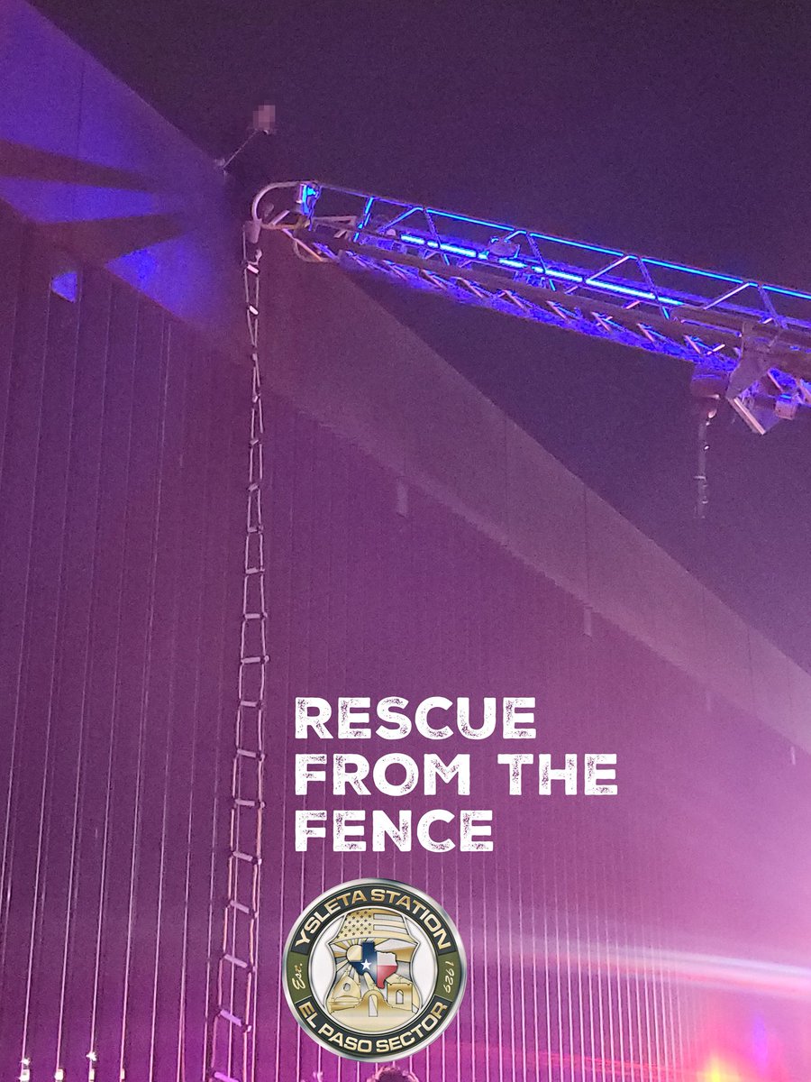 USBPChiefEPT's tweet image. Illegal alien stuck atop the border wall—abandoned by smugglers with no concern of her safety. Thanks to swift action by Ysleta BP Agents and El Paso Fire Department, subject was safely rescued. Human smuggling is dangerous.
#elpasotx #rescue #migrantes