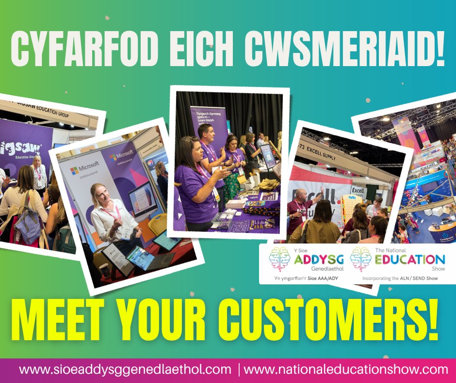 Dewch i gyfarfod eich cwsmeriaid yn y Sioe Addysg Genedlaethol - Y Sioe Addysg MWYAF yng Nghymru!

Ydych chi eisiau cael eich cynnyrch allan i ysgolion yng Nghymru?

🖱Am fwy o wybodaeth ynglyn a'r sioe ewch i'n safwe
nationaleducationshow.com/?lang=cy