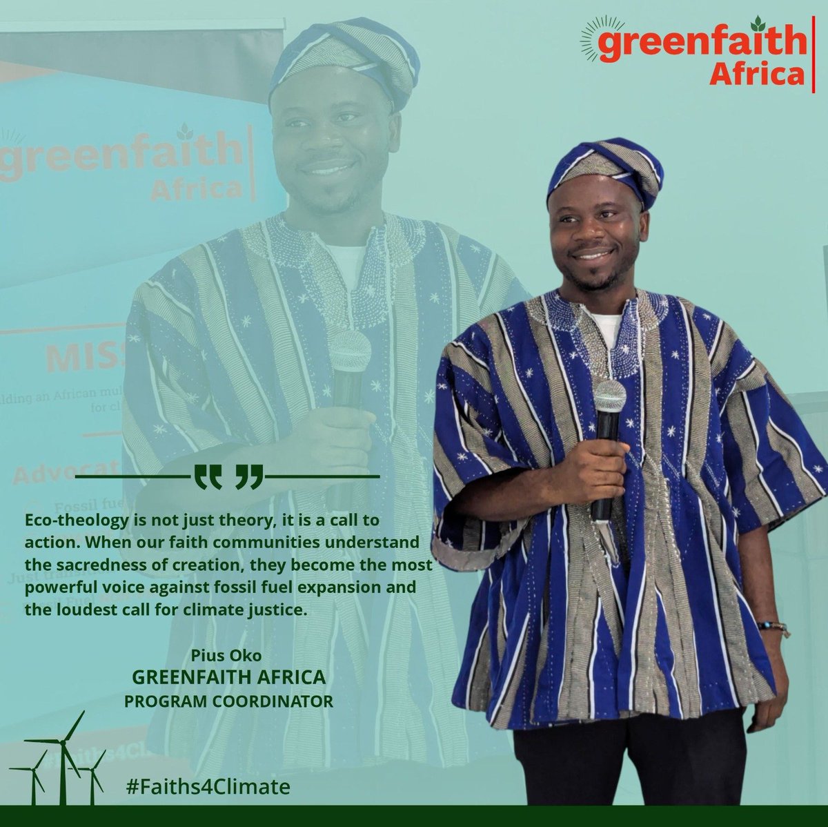 "Let us harness the sacred power of faith to demand climate justice, uphold dignity, and build a future where both people and planet thrive.
Because when faith moves, the world shifts."<a href="/PiusOko/">#ClimateJustice Bishop</a> 

#Faiths4Climate