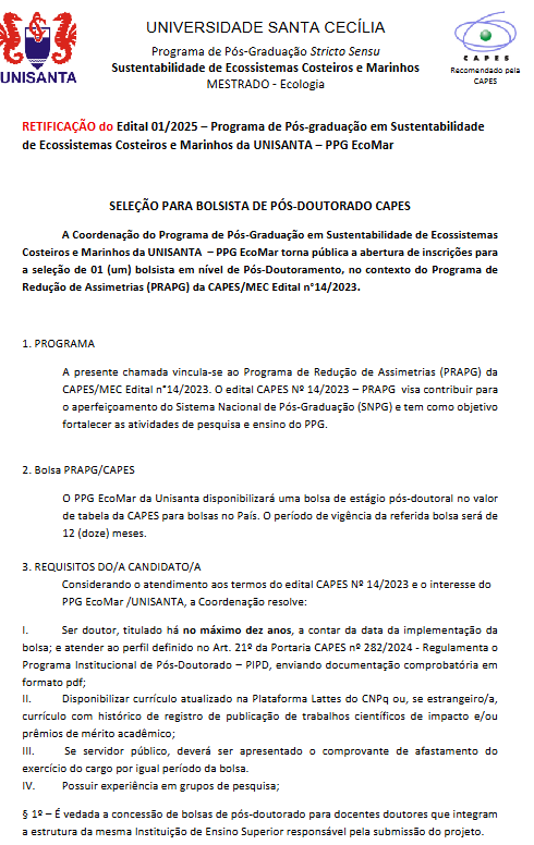 Seleção para bolsista de Pós-Doutorado CAPES
unisanta.br/arquivos/mestr…