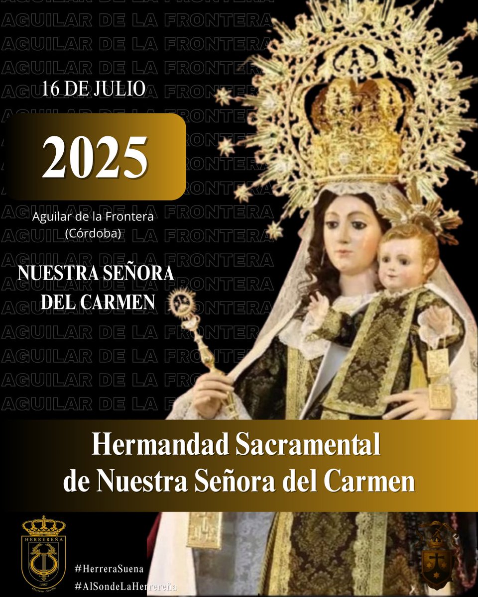 🟨⬛ ACOMPAÑAMIENTO MUSICAL A LA VIRGEN DEL CARMEN (AGUILAR DE LA FRONTERA)

Este miércoles estaremos en Aguilar de la Frontera (Córdoba) para acompañar un año más a Nuestra Señora del Carmen.

📲 #HerreraSuena