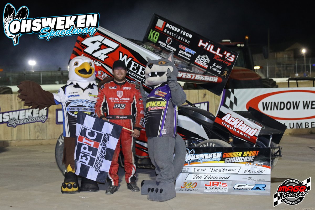 Inside_Track's tweet image. #DylanWestbrook took the $10,000 win in the 360 Sprint Car event at #OhswekenSpeedway's Summer Sprint Showcase on Friday. Jacob Dykstra, Dave Bailey and Mason Anderson also claimed A-Main victories. Brent Otchere has the track's race report.
insidetracknews.com/ohsweken-speed…
