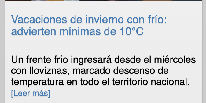 El miércoles va a hacer diez,
ocho el jueves, el viernes seis.
Dios dice: “Frio pasareis”.
Y no se si lo mio es simple vejez.

¡A la poronga con este clima!
¡En Paraguay ko estamos!
Me pregunto como zafamos
de este frio que lastima.