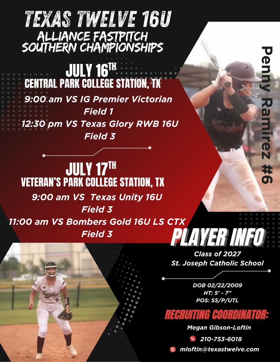 Always great to play in your hometown! Can’t wait to get on the field this week! <a href="/TwelveRecruitSB/">Texas Twelve Recruiting Softball</a> <a href="/SoftballTwelve/">Twelve Softball</a> <a href="/GotBustos/">Crystl Bustos</a> <a href="/s3baseball_/">Orlando Salinas</a> <a href="/GoCoacher/">Mark Montgomery</a> <a href="/CoachWylyUTTSB/">Whitney Wyly</a> <a href="/CoachJonHunter/">Jon Hunter</a> <a href="/nyka_wood/">Nyka</a> <a href="/presbell17/">presley bell</a> <a href="/jodyarmijo11/">jody armijo</a> <a href="/froknows9/">Angela Froboese</a> <a href="/laurenfoster02/">Lauren Foster</a> <a href="/CoachJaegersSFA/">Melanie Jaegers</a> <a href="/TonyMcK13576359/">Tony McKnight</a>