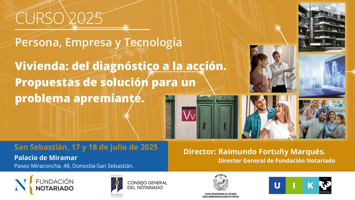 👉🏻El Notariado aboga por medidas estructurales y seguridad jurídica ante la crisis de la vivienda

🎓El 17 y 18 de julio organizamos en San Sebastián el curso Vivienda 2025: del diagnóstico a la acción. Propuestas de solución para un problema apremiante

ℹ️bit.ly/4kCEwpd