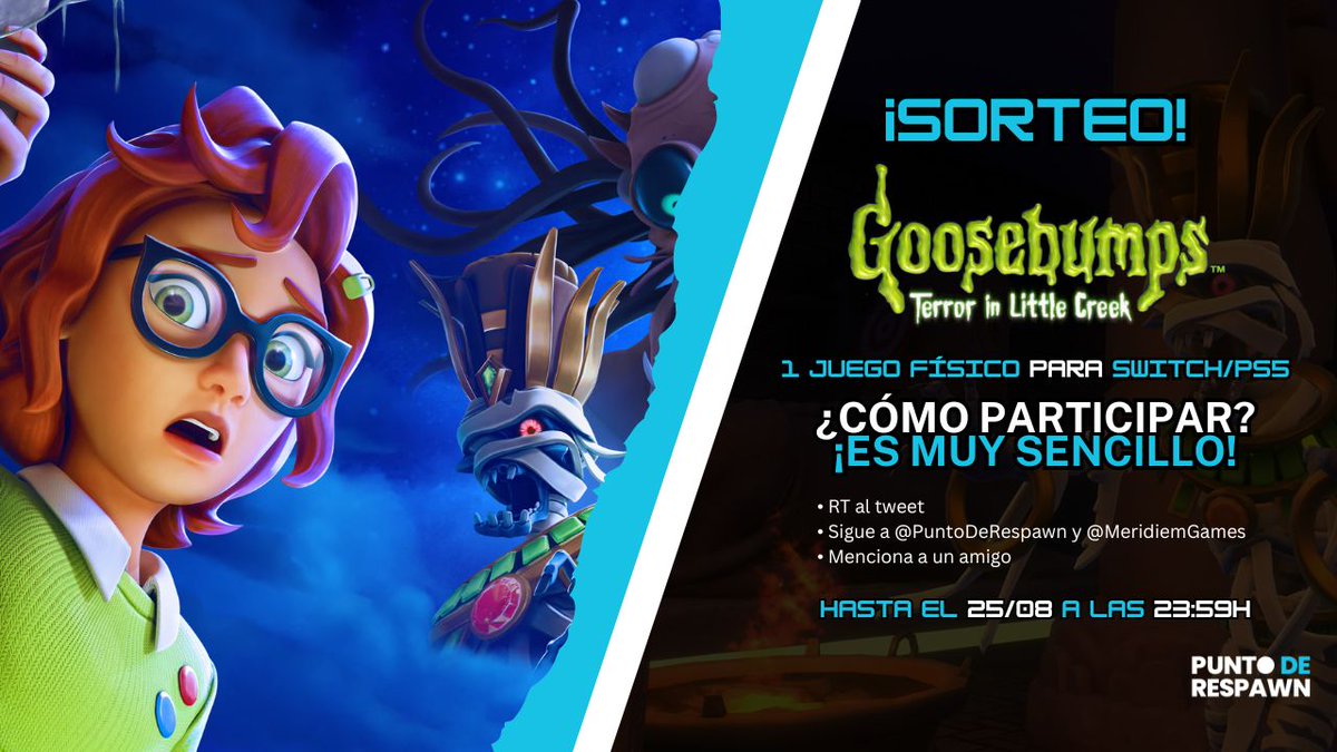 🔴🟢🔵 #SORTEO

🔍 ¡Edición física de #PesadillasTerrorEnLittleCreek para #Switch o #PlayStation5!

❓ ¿Cómo participar? ¡Es muy sencillo! 👇

🔁 RT 
▶ Sigue a <a href="/PuntoDeRespawn/">Punto De Respawn</a> y <a href="/MeridiemGames/">Meridiem</a>
💬 Menciona a un amigo

⚠ Solo España (península)

📅 Hasta el 25/08 a las 23:59h