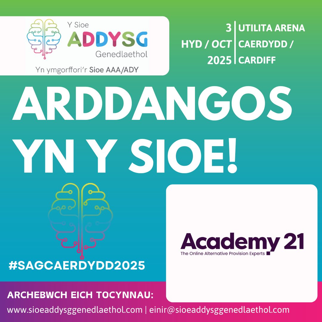 ⭐️Mae darpariaeth amgen ar-lein gan Academy21 yn rhoi mynediad i ddisgyblion ag anghenion ychwanegol neu amgylchiadau heriol at yr addysg o ansawdd uchel y maent ei hangen ac yn ei haeddu. 

🎟️Cofrestrwch ar gyfer eich tocyn mynediad AM DDIM yma: tinyurl.com/8sx4mf7e