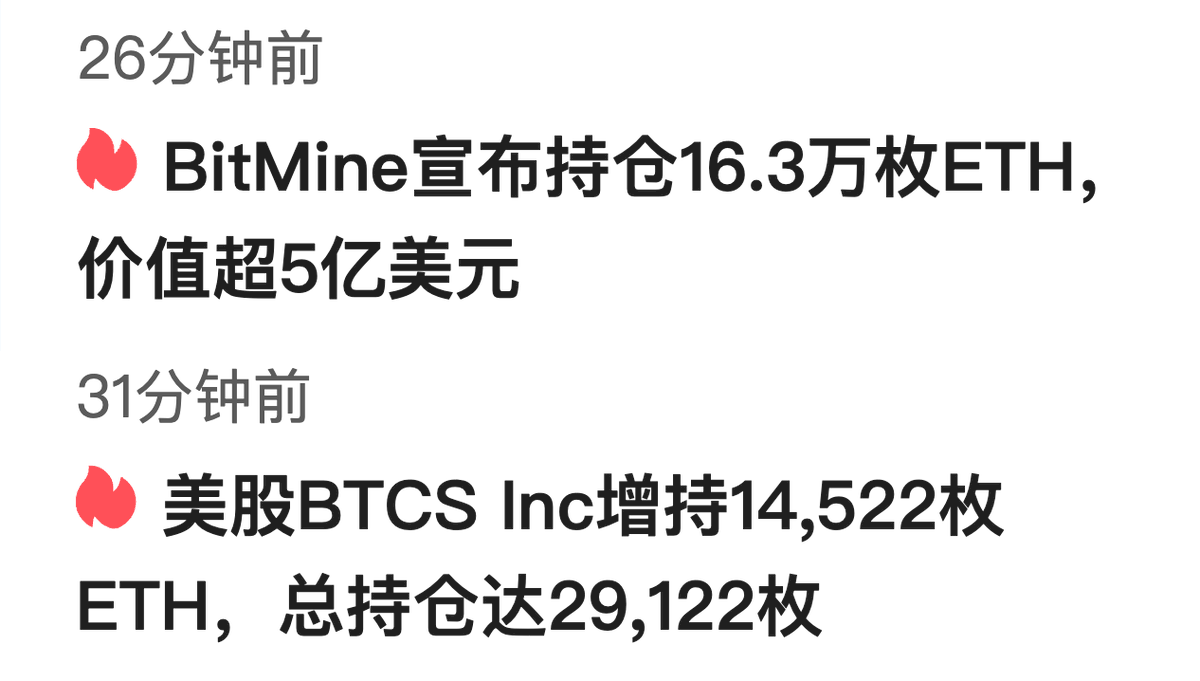 市面上主要四家，以储备 ETH 为目标的微策略，现在持有接近 56 万枚 ETH 了，甚至正在按周的频率，不断官宣增持消息。

有没有可能，照这样趋势下去，ETH 早晚也有一天跟这波 BTC 一样，E 是 E，山寨是山寨。