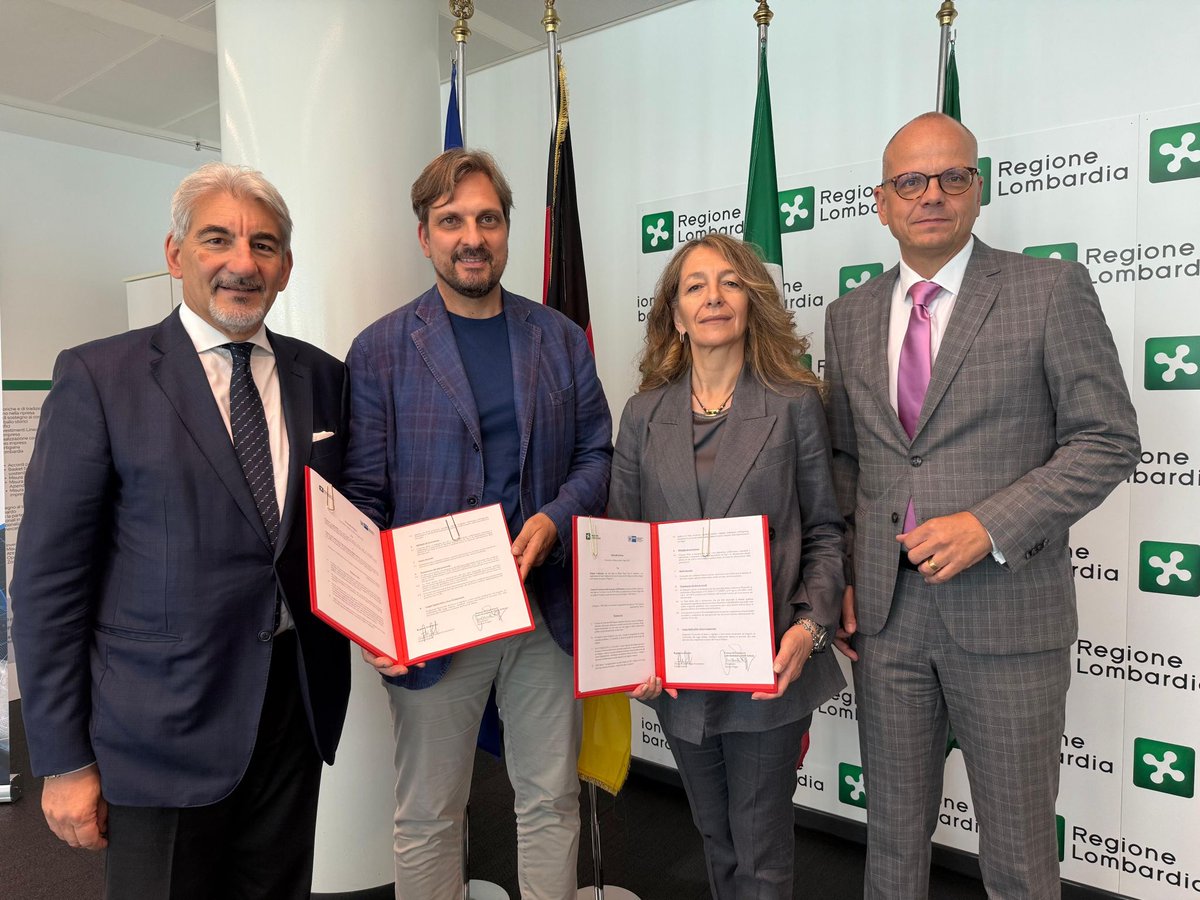 🇮🇹🤝🇩🇪 Abbiamo firmato oggi un protocollo d'intesa con <a href="/RegLombardia/">Regione Lombardia</a> per rafforzare il posizionamento delle imprese lombarde sul mercato tedesco e attrarre nuovi investimenti dalla Germania.