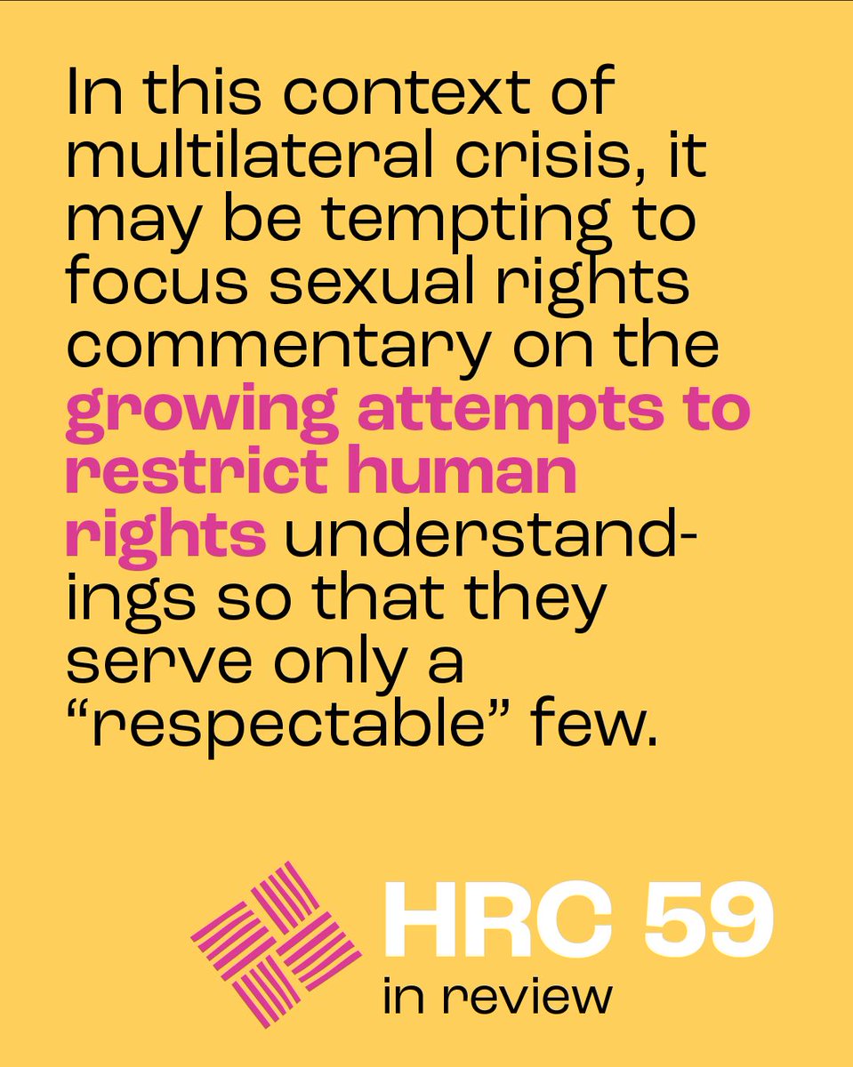 SexualRights's tweet image. Did you miss it? Here’s what happened at #HRC59! We've prepared our highlights of this session on resolutions, panels, statements, UPR outcomes and side-events.
Read our full round-up of this session here: buff.ly/bb9Wt1W