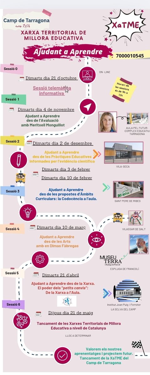 Núria Vaqués Colomé (@airunvc) on Twitter photo Ja tenim preparada la proposta formativa de la Xarxa Territorial de Millora Educativa al Camp de Tarragona pel curs 25/26 #XaTME <a href="/InnovacioE/">Innovació Educativa, Departament Educació</a> Recordeu inscripcions a partir 5 de setembre al codi 7000010545
canva.com/design/DAGnUOX… Ja tenim preparada la proposta formativa de la Xarxa Territorial de Millora Educativa al Camp de Tarragona pel curs 25/26 #XaTME <a href="/InnovacioE/">Innovació Educativa, Departament Educació</a> Recordeu inscripcions a partir 5 de setembre al codi 7000010545
canva.com/design/DAGnUOX…