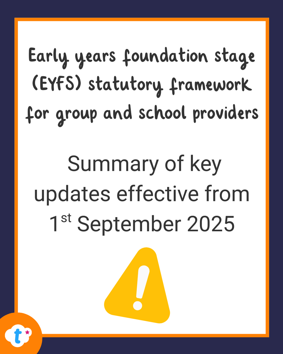📢 The updated Early Years Statutory Framework for September is here!
Are you fully up-to-date with the key changes?

We’ve outlined the essential updates that every practitioner in a school setting needs to know.

🧐 twinkl.co.uk/l/1kpjdh

#EarlyYearsStatutoryFramework