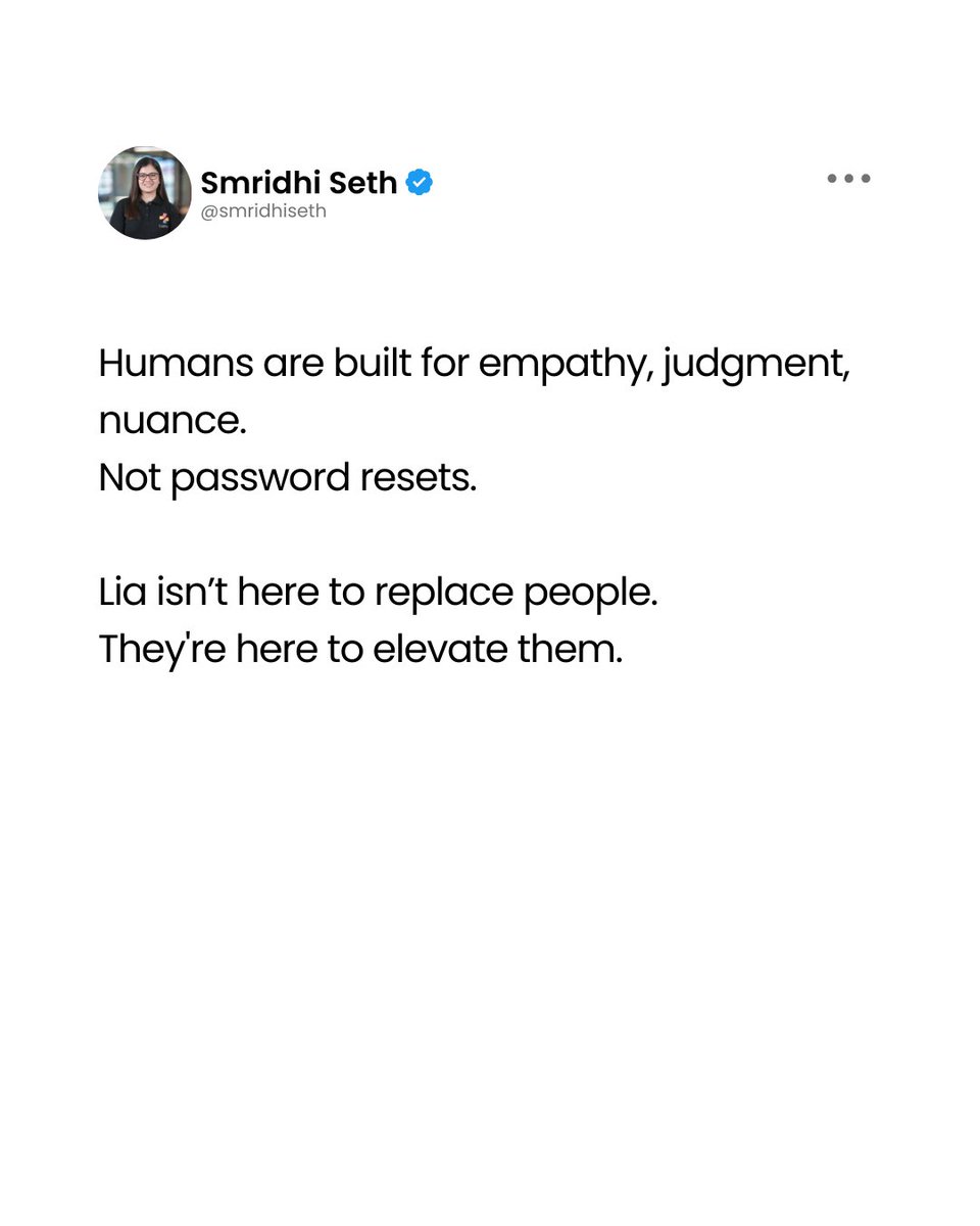 liaplus_ai's tweet image. Not to replace people. But to remove the repetitive work that slows them down.

The best automation isn’t about doing someone’s job for them.
It’s about making sure they spend time on the parts of the job that actually matter. 

#LiaPlus #CustomerserviceAI #AI #agenticai