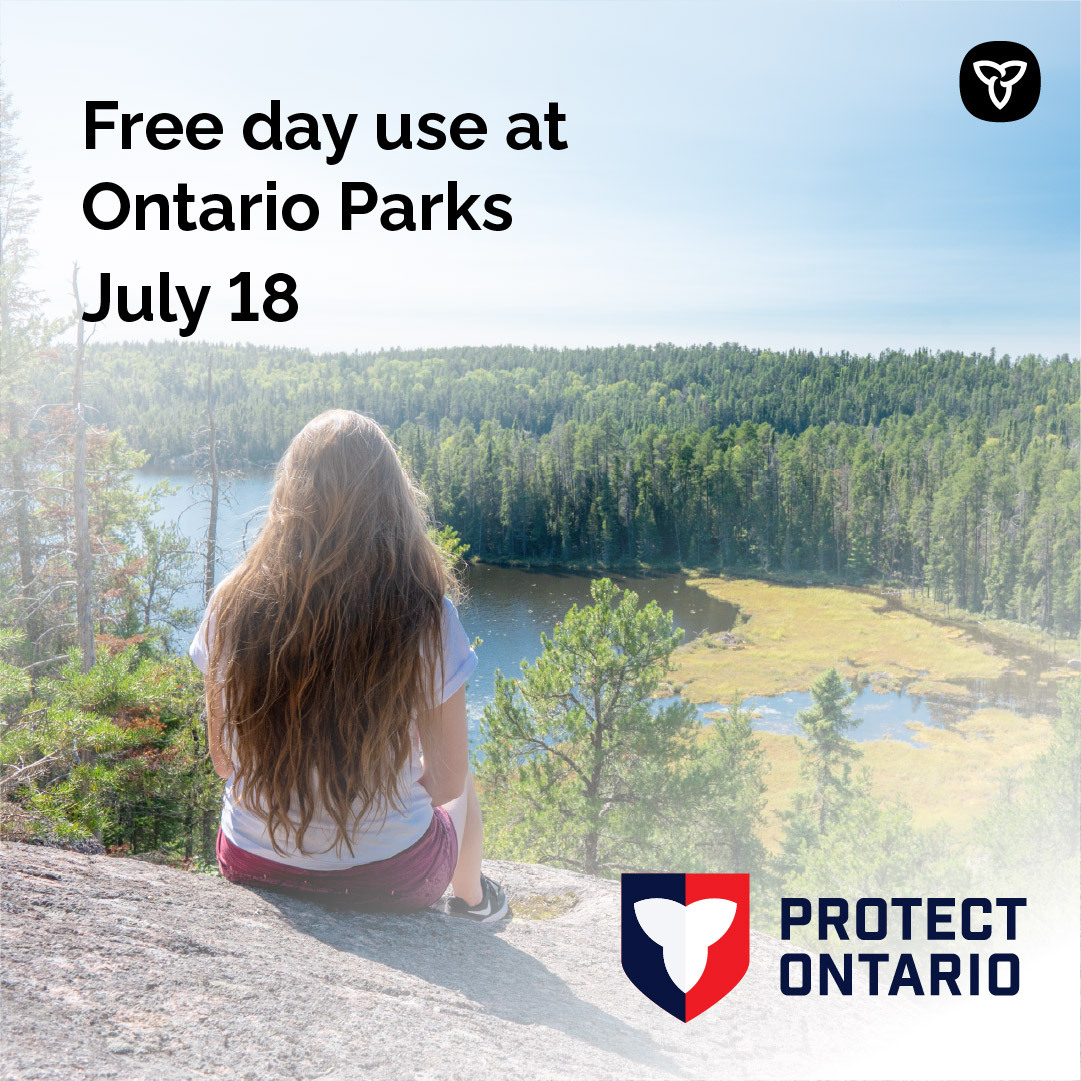 SteveClarkPC's tweet image. Calling all outdoor enthusiasts!
Mark your calendars because @OntarioParks is holding a free day this week to celebrate the #HealthyParksHealthyPeople initiative.
Visit any provincial park across the province on July 18 for a free day-use entry.