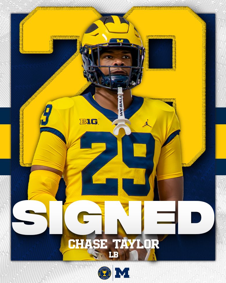 Champions Circle (@champcircleuofm) on Twitter photo As versatile as they come. Swiss-army freshman LB Chase Taylor joins the Wolverines as a multi-positional weapon🛠️
We’re excited to announce that <a href="/_thereal5ct/">Chase Taylor</a> is an Official Champions Circle Student-Athlete〽️ As versatile as they come. Swiss-army freshman LB Chase Taylor joins the Wolverines as a multi-positional weapon🛠️
We’re excited to announce that <a href="/_thereal5ct/">Chase Taylor</a> is an Official Champions Circle Student-Athlete〽️