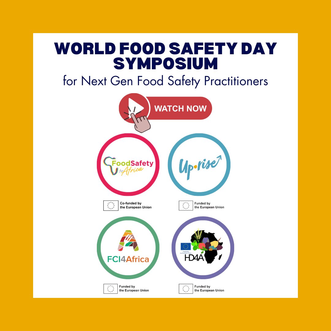FCI4Africa (@fci4africa) on Twitter photo 🎥 Missed the #WorldFoodSafetyDay Symposium?
➡️Catch both days now on FCI4Africa's YouTube channel!
▶️ Watch Day 1: shorturl.at/p7s1D
▶️ Watch Day 2: shorturl.at/UhGi3
<a href="/fs4africa/">FoodSafety4Africa</a> <a href="/EU_AU_Uprise/">Uprise Food Safety Project</a> <a href="/Healthy4A/">HealthyDiets4Africa</a>
#FoodSafety #Africa #HorizonEU 🎥 Missed the #WorldFoodSafetyDay Symposium?
➡️Catch both days now on FCI4Africa's YouTube channel!
▶️ Watch Day 1: shorturl.at/p7s1D
▶️ Watch Day 2: shorturl.at/UhGi3
<a href="/fs4africa/">FoodSafety4Africa</a> <a href="/EU_AU_Uprise/">Uprise Food Safety Project</a> <a href="/Healthy4A/">HealthyDiets4Africa</a>
#FoodSafety #Africa #HorizonEU