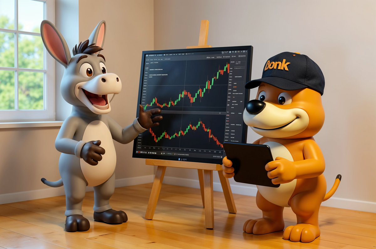 BonkandDonkSol's tweet photo. Market moves with Donk and Bonk, a wild ride through the charts! 📊 https://t.co/b07yGCugaw