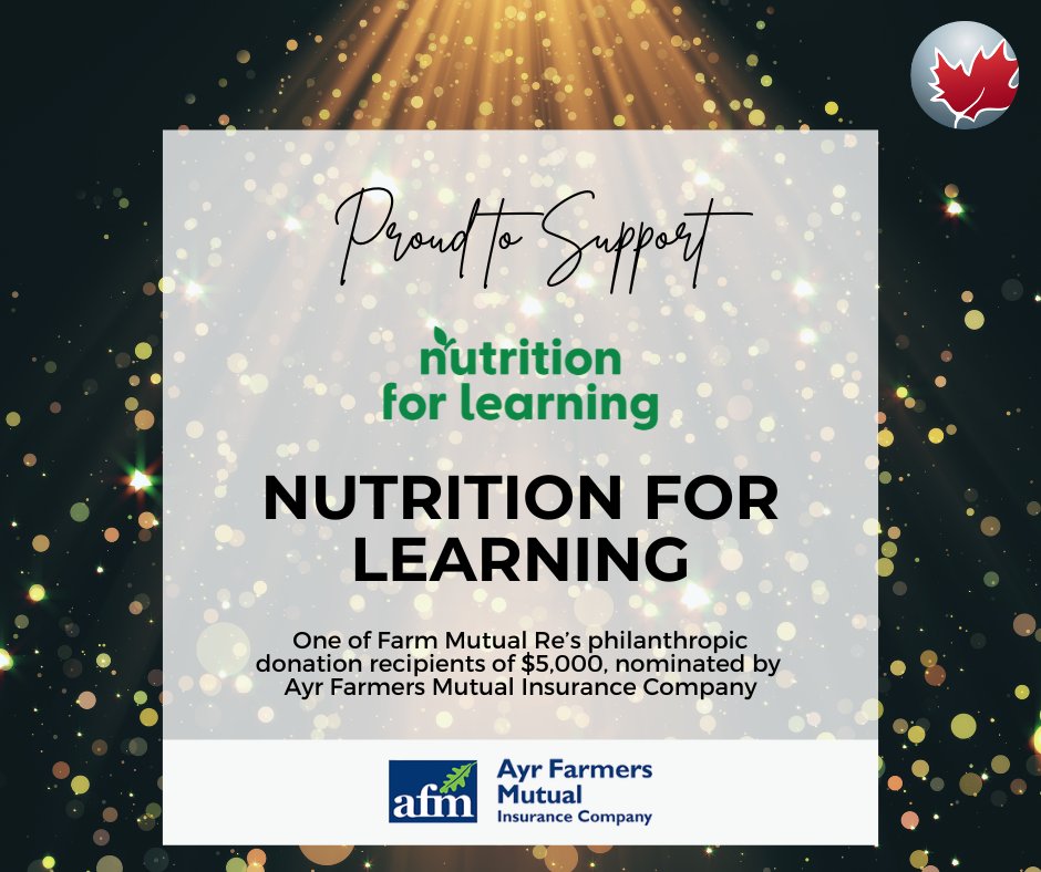 Farm Mutual Re (@farmmutualre) on Twitter photo Congratulations to Nutrition for Learning on being selected as 1 of 4 recipients of a $5,000 donation, thanks to a heartfelt nomination from <a href="/AyrMutual/">Ayr Farmers Mutual</a>.
Read more here: farmmutualre.com/news/ Congratulations to Nutrition for Learning on being selected as 1 of 4 recipients of a $5,000 donation, thanks to a heartfelt nomination from <a href="/AyrMutual/">Ayr Farmers Mutual</a>.
Read more here: farmmutualre.com/news/