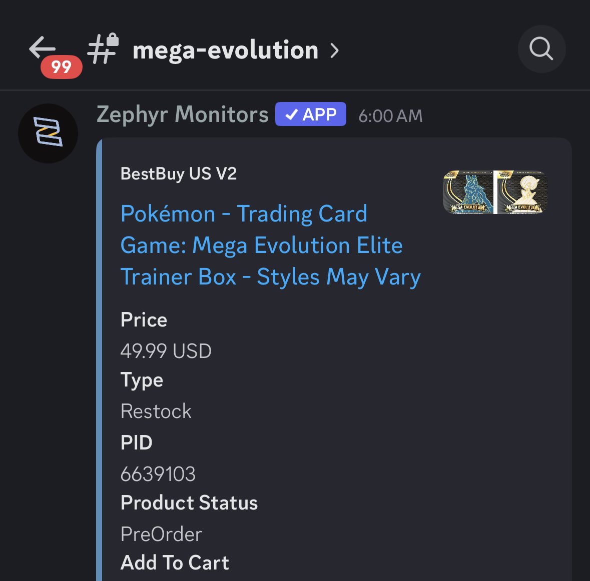 How did everyone do on that Mega Evolution Best Buy drop? 

Monitors pinged in the server exactly when the preorders dropped at 6AM PST / 9AM EST. 

We are expecting Pokemon Center to drop relatively soon so get ready! 

For instant alerts:
whop.com/shinytown/?a=s…